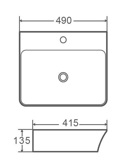 Умывальник накладной керамический Mixxus Premium Bevel-0201 с переливом 485x410x125mm (MP6480) MP6480 фото
