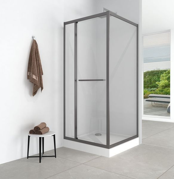 Душова кабіна з низьким піддоном Mixxus Style SCT01-90x90x200-TR Graphite прозоре скло 6мм (MI8432) MI8432 фото