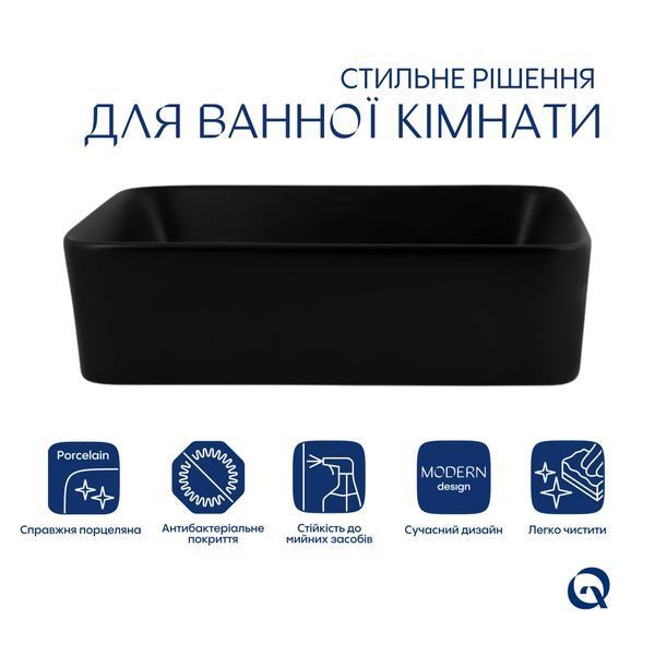 Раковина-чаша Qtap Tern 480х370х135 Matt black QT176069MB SD00052911 фото