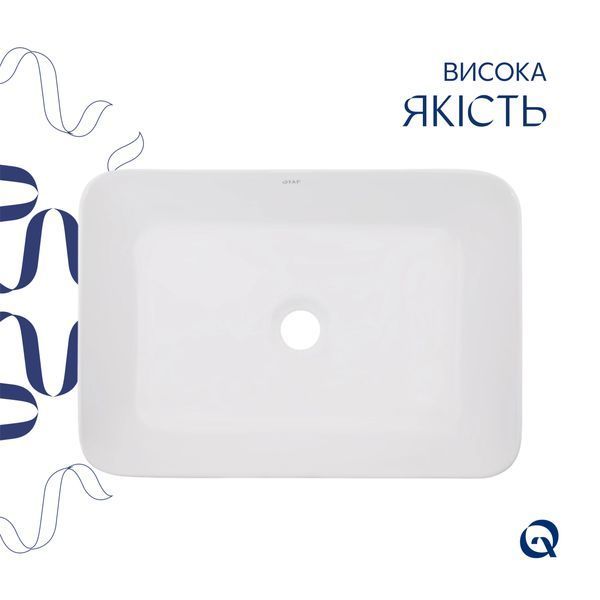 Комплект Qtap Virgo: Раковина накладная прямоугольная 490х350х110 мм White + Донный клапан PU02 SD00053429 фото