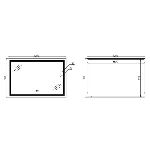 Дзеркало Qtap Cardinal 1200х800 з LED-підсвічуванням Touch, з антизапотіванням, з димером, рег. темп. кольору (3000-6500K) QT0478C12080 SD00052328 фото