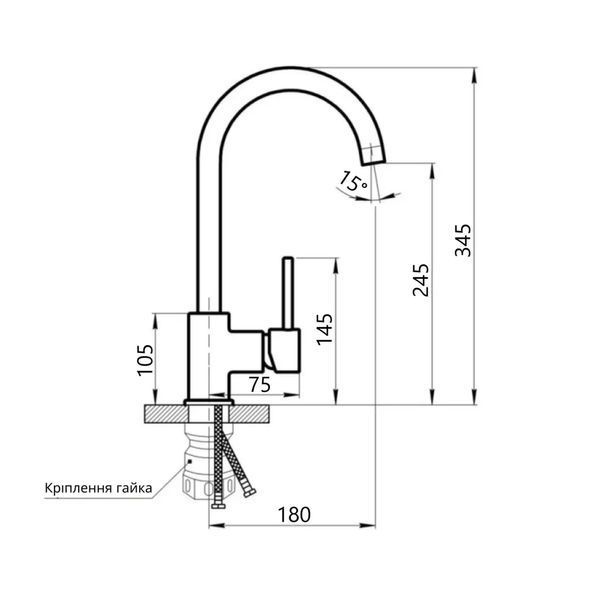 Змішувач для кухні Lidz Aria 015F (k35) LDARI015FGRP49559 Graphite SD00055683 фото