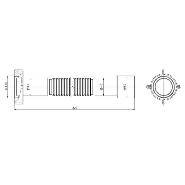 Гнучка труба Lidz LG03 з накидною гайкою 11/4" довжина 600 мм SD00051141 фото