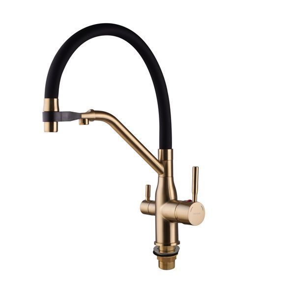Смеситель для кухни MixxusPremium Gravity 021 BRUSHED GOLD REFL.BLACK (MI6981) MI6981 фото