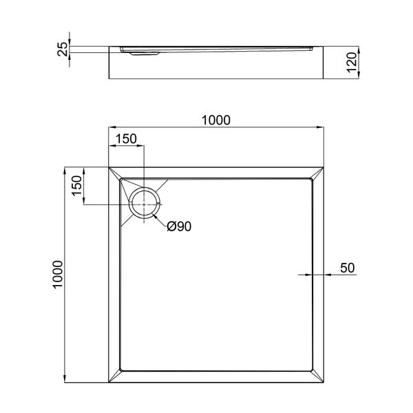 Душевой поддон Qtap Tern 301112 100x100x12 см + сифон SD00046989 фото