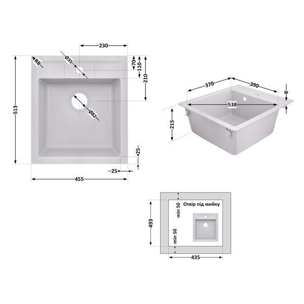 Кухонна мийка Lidz 460х515/200 GRA-09 (LIDZGRA09460515200) SD00042419 фото