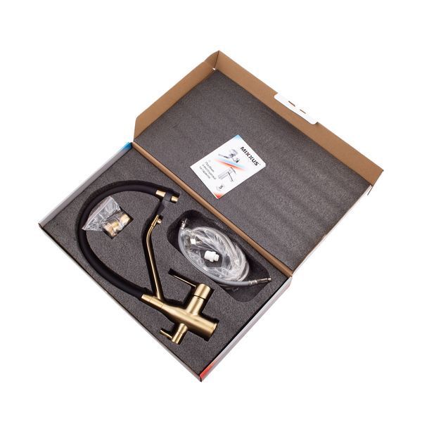 Смеситель для кухни MixxusPremium Gravity 021 BRUSHED GOLD REFL.BLACK (MI6981) MI6981 фото