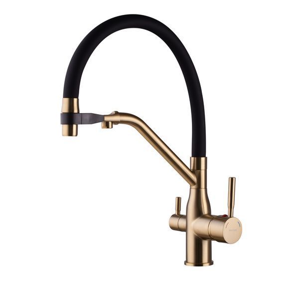 Смеситель для кухни MixxusPremium Gravity 021 BRUSHED GOLD REFL.BLACK (MI6981) MI6981 фото