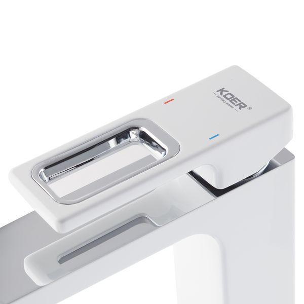 Змішувач для умивальника Koer KB-10009-04 (Колір хром+білий) (KR5975) KR5975 фото