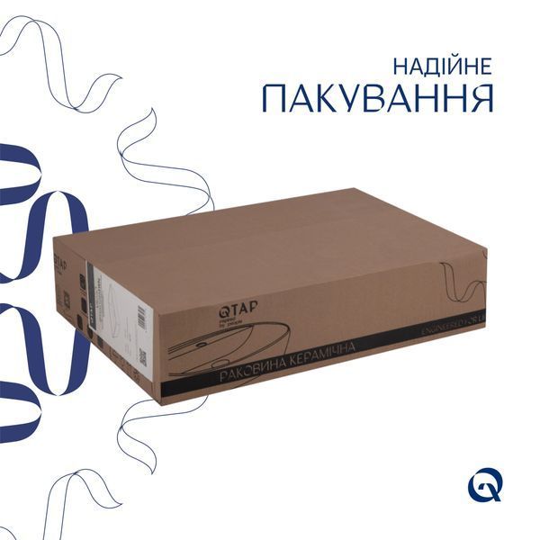 Комплект Qtap Virgo: Раковина накладная прямоугольная 490х350х110 мм White + Донный клапан PU02 SD00053429 фото