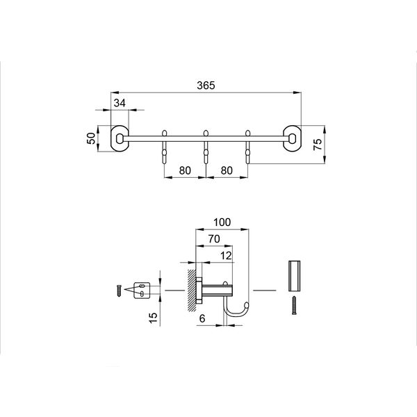 Тримач для рушника Qtap Liberty 3 гачка 365 мм QTLIBANT11543 Antic Bronze SD00031701 фото