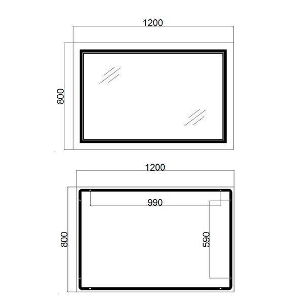 Дзеркало Qtap Cardinal 1200х800 з LED-підсвічуванням Touch, з антизапотіванням, з димером, рег. темп. кольору (3000-6500K) QT0478C12080 SD00052328 фото