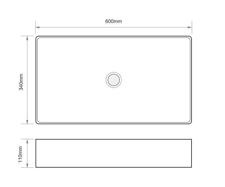 Раковина накладная Mixxus Premium QUADRO-0107 EDGE BLACK 600х340х110mm (MP6521) MP6521 фото