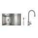 Акционный набор Lidz: мойка H7849R интегрированная крыло справа Brushed Steel 3,0/1,0 мм + Смеситель Aria для кухни с гибким изливом (k35) Grey SD00057374 фото 1