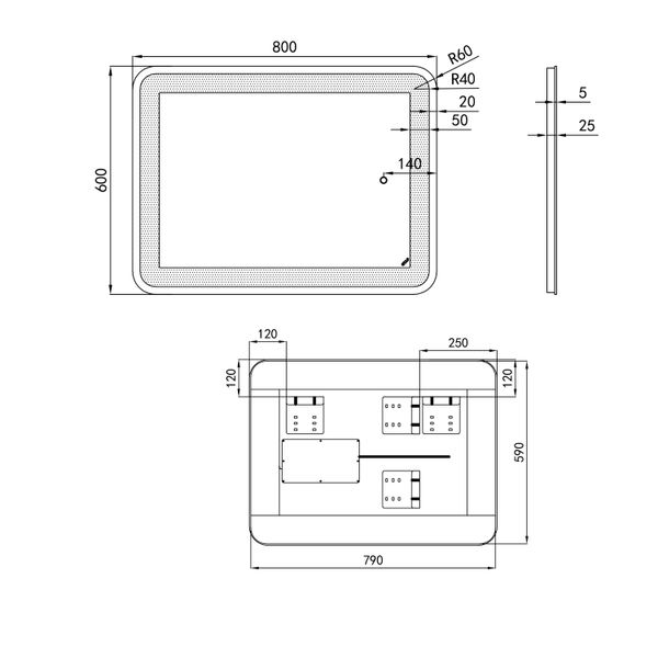 Дзеркало Qtap Swan 800х600 з LED-підсвічуванням Touch, димер, рег. яскравості Reverse QT167814146080W SD00045748 фото