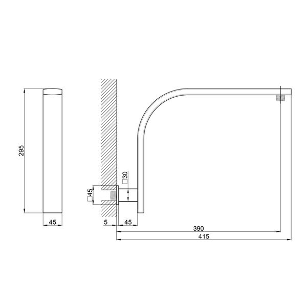 Кронштейн для верхнього душу Qtap Trubice 400 мм прямокутний QTTRB422NС Chrome SD00042089 фото