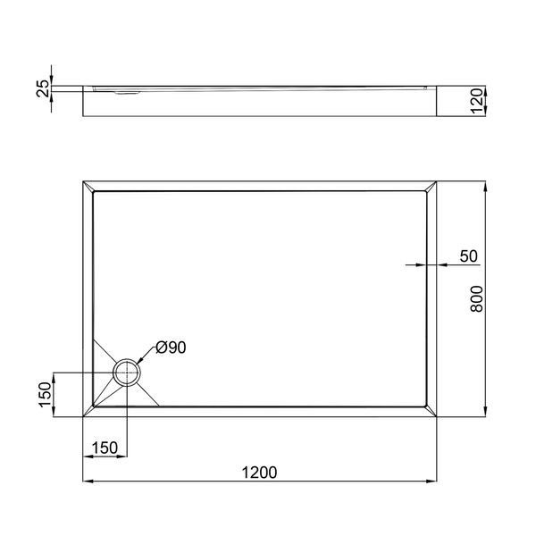 Душевой поддон Qtap Tern 3012812 120x80x12 см + сифон SD00046991 фото