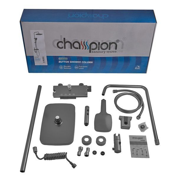 Душевая колонна Champion PBL-009-J Graphite со смесителем с кнопочным переключателем, 4 режима (CH6500) CH6500 фото