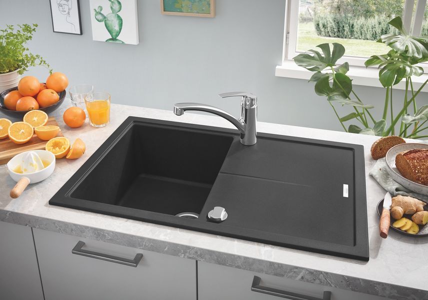 Композитна мийка для кухні Grohe K400 універсальна 780х500х205 мм, чорна матова (31639AP0) 31639AP0 фото