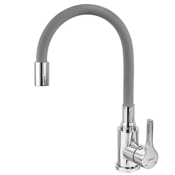 Змішувач для кухні Zerix Rex-011 Chrome Refl.Grey з нерж. сталі (Колір хром+силік.вилив сірий) (ZX6128) ZX6128 фото