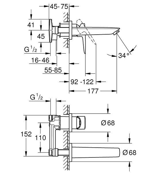 Смеситель для раковины скрытого монтажа Grohe BauLoop New (20289001) 20289001 фото