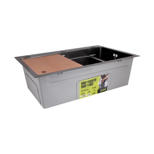 Акционный набор Lidz: мойка H6845 Blaсk PVD 3,0/1,0 мм + Смеситель Aria для кухни с гибким изливом (k35) Black SD00057385 фото