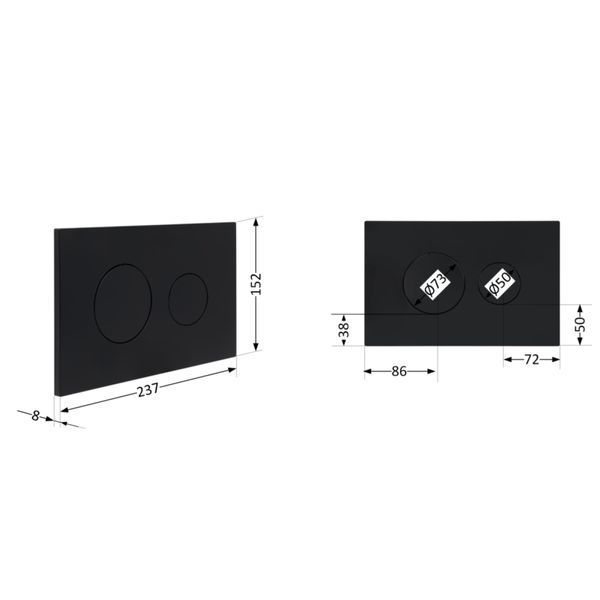 Клавіша змиву Qtap Standard 152x236x28 мм, Matt Black, кругла QTSTD164BLM49470 SD00055594 фото