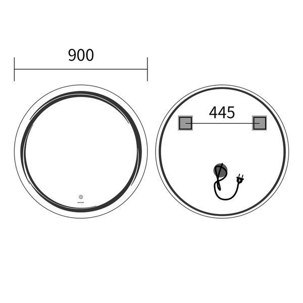 Зеркало настенное круглое 90 см MIXXUS PREMIUM WAVE MC04-90 с LED-подсветкой, сенсор Touch, антизапотевание, диммер 3000&ndash;6500K (MP6637) MP6637 фото