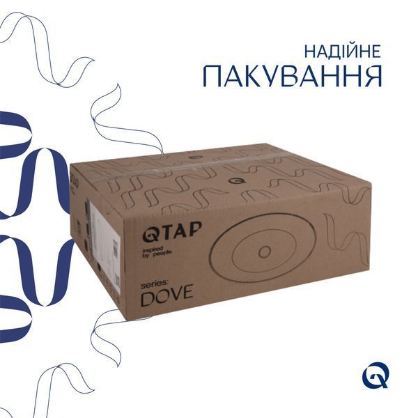 Комплект Qtap Dove: Раковина накладна овальна 415x340x140 мм White + Донний клапан PU02 SD00053432 фото
