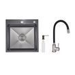 Акционный набор Lidz: мойка интегрированная 5050 Decor Black PVD Honeycomb 2,5/0,5 мм + Смеситель Aria для кухни с гибким изливом (k35) Black