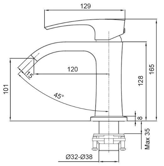 Смеситель для умывальника Koer KB-12007-04 (Цвет хром+белый) (KR5151) KR5151 фото