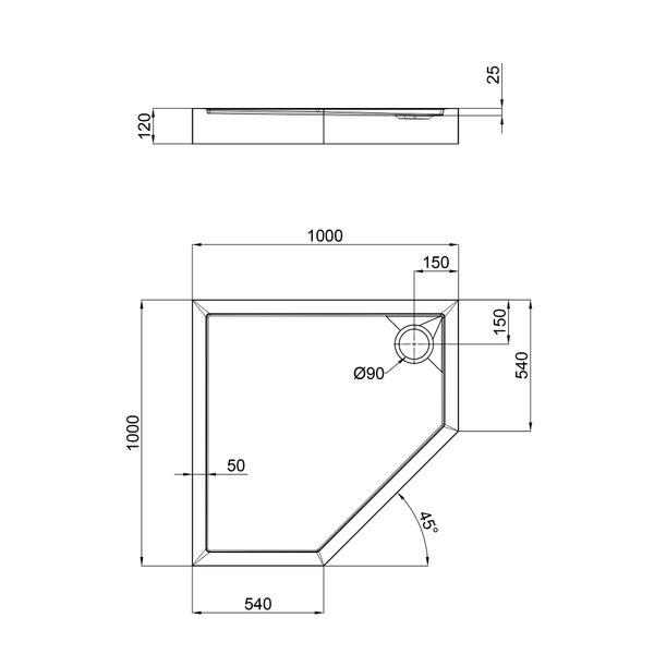 Душевой поддон Qtap Diamond 301112 100x100x12 см + сифон SD00046993 фото