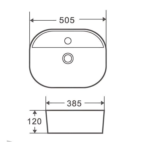 Раковина накладна Mixxus Premium ELLIPSE-0203 510х375х120mm з отвором під змішувач (MP6678) MP6678 фото