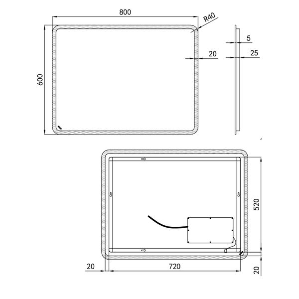 Дзеркало Qtap Tern 800х600 з LED-підсвічуванням Sensor, Reverse QT177814276080W SD00045762 фото