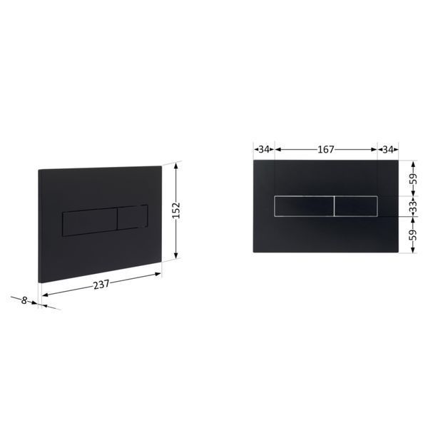 Клавіша змиву Qtap Standard 152x236x28 мм, Matt Black, лінійна QTSTD164BLM49473 SD00055597 фото