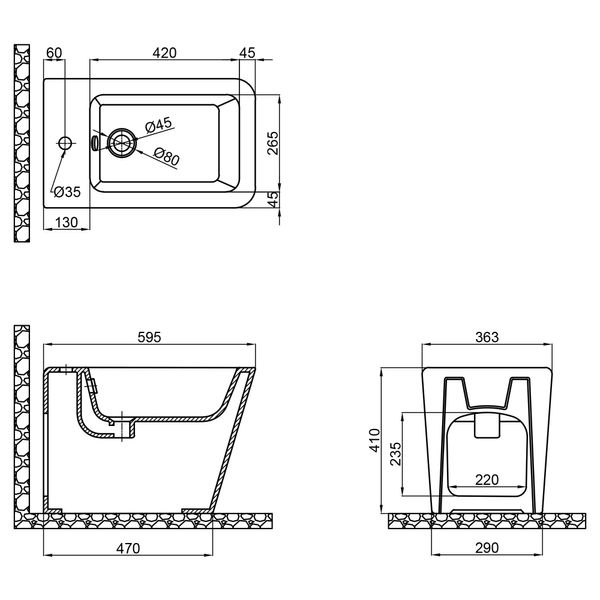 Биде напольное Qtap Tern 560х360х400 White QT1744003CW SD00042534 фото