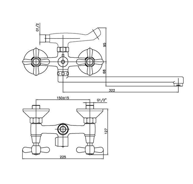 Змішувач для ванни Haiba Dominox 140 (HB0064) HB0064 фото