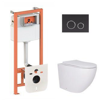 Готове рішення Qtap для ванної кімнати: підвісний унітаз Robin Ultra Quiet 520x365x365 + комплект інсталяції Nest 4 в 1 (кругла клавіша Matt Black) SD00053624 фото