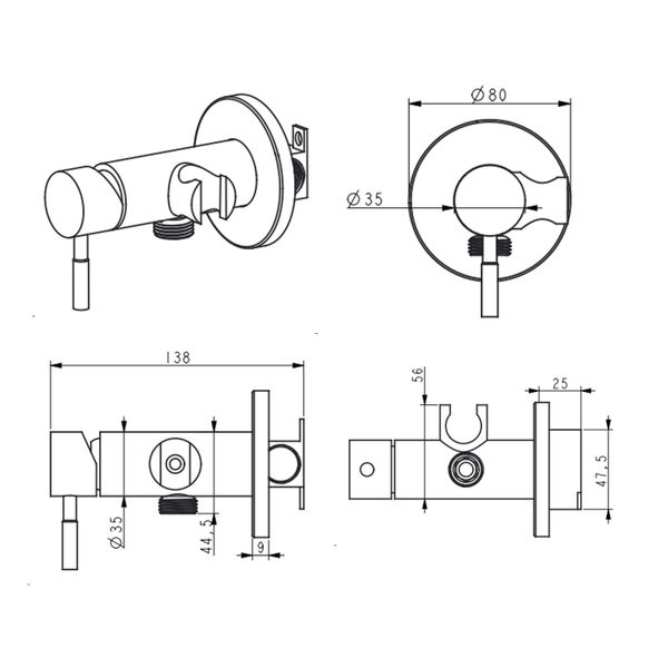 Набор для гигиенического душа Lidz Aria 111 Nickel LDARI111NKS46105 округлый SD00052229 фото