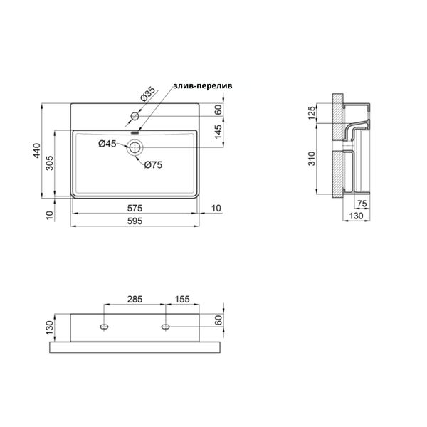 Раковина Qtap Nando LT 600х440х130 White QT12112173WN SD00052917 фото