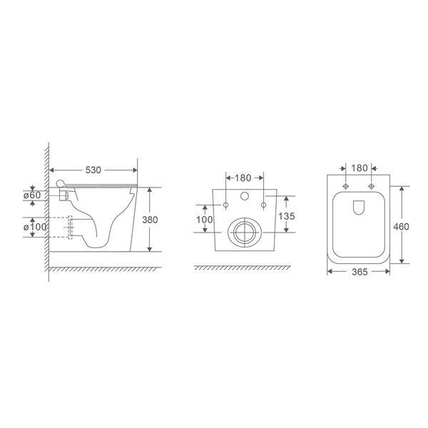 Унитаз подвесной Mixxus Premium Quadro-0302-R 530x360x365mm, система смыва Rimless (MP6454) MP6454 фото