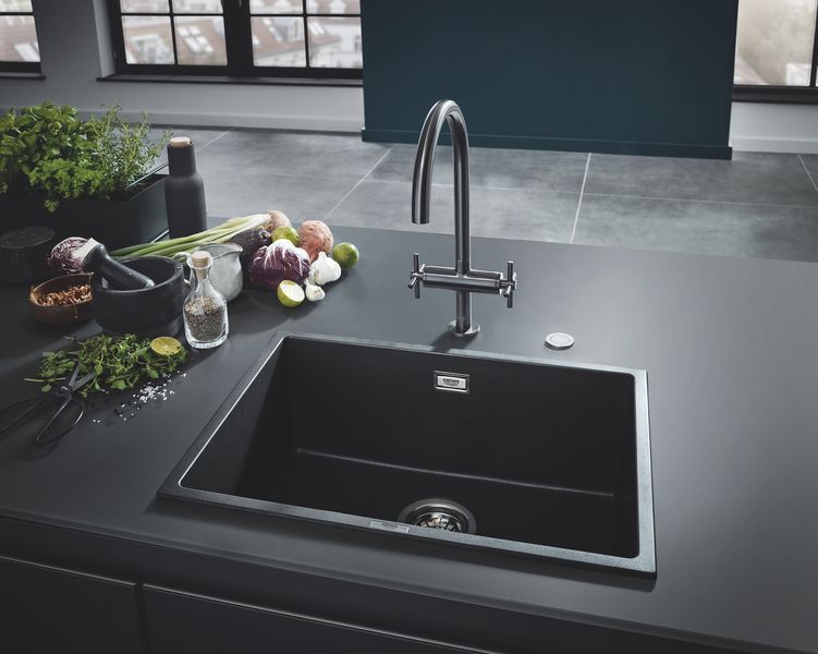 Композитна мийка для кухні Grohe K700U 457х406х203 мм, чорна матова (31653AP0) 31653AP0 фото