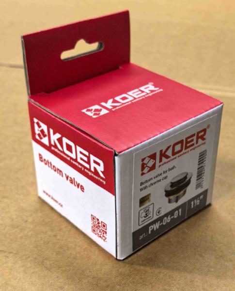 Донный клапан для ванны Koer PW-06-01 1 1/2'' автоматический СLICK-СLACK (Цвет хром) (KR5799) KR5799 фото