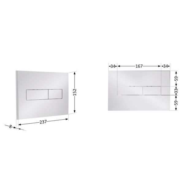Клавіша змиву Qtap Standard 152x236x28 мм, Chrome, лінійна QTSTD164CRM49472 SD00055596 фото