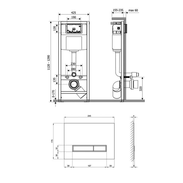 Набор инсталляция 4 в 1 Qtap Nest ST с линейной панелью смыва QT0133M425V1107GB SD00040860 фото