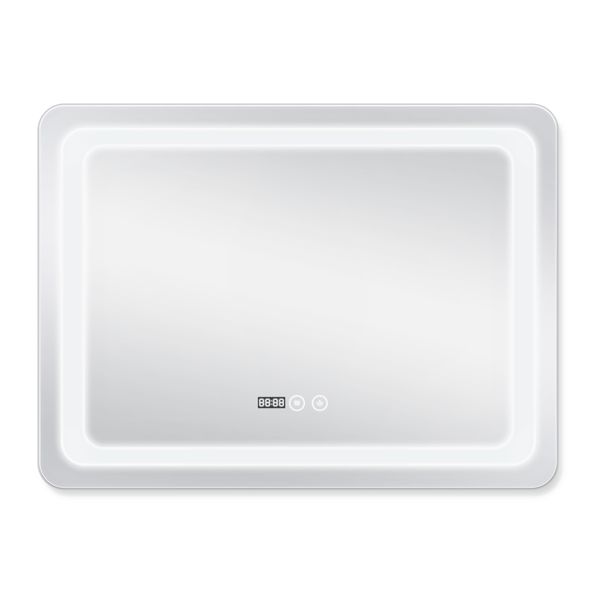 Дзеркало Qtap Mideya (DC-F908) 800х600 з LED-підсвічуванням Touch, з антизапотіванням, з годинником, димером, рег. яскравості QT2078F908W SD00034652 фото