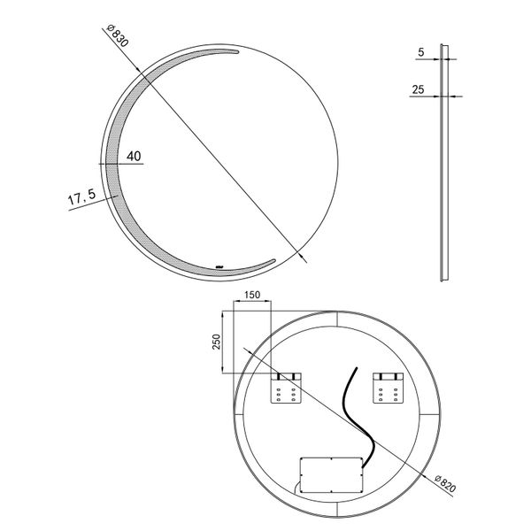 Дзеркало Qtap Robin R830 з LED-підсвічуванням, QT13782601W SD00045773 фото