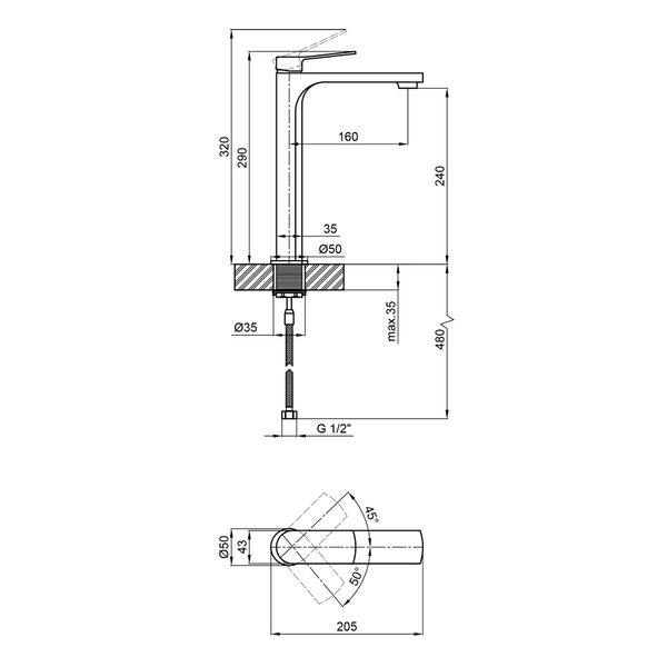 Смеситель для раковины Qtap Slavonice высокий QTSLA1042H103B Black Matt SD00047475 фото