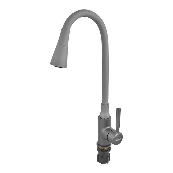 Змішувач для кухні Zerix Atrium-011-T Graphite Refl.Gray (Колір графіт+силік.вилив сірий) (ZX6107) ZX6107 фото