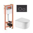 Готовый комплект Qtap для ванной комнаты: подвесной унитаз Taurus Ultra Quiet 485&times;360&times;350 мм + установка Nest 4 в 1, клавиша Matt Black